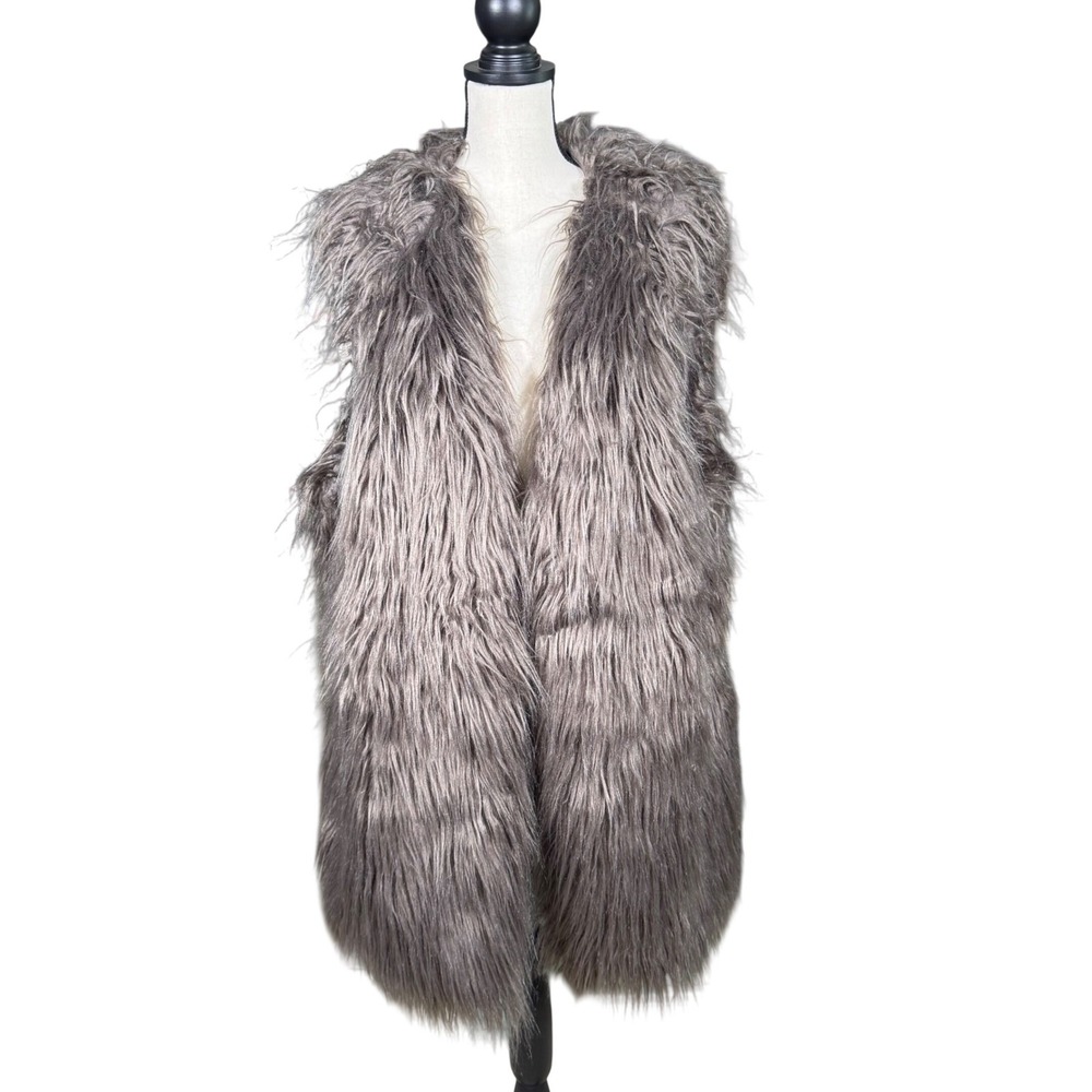 City Chic Fallen Angel Faux Fur Vest Mushroom Grey XXL 24 NWT Shaggy Sleeveless
